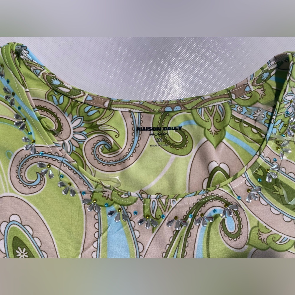NEW Plus Size 3X Allison Daley Embellish Paisley Border Print 3/4 Sleeve Top $69 - Picture 7 of 9